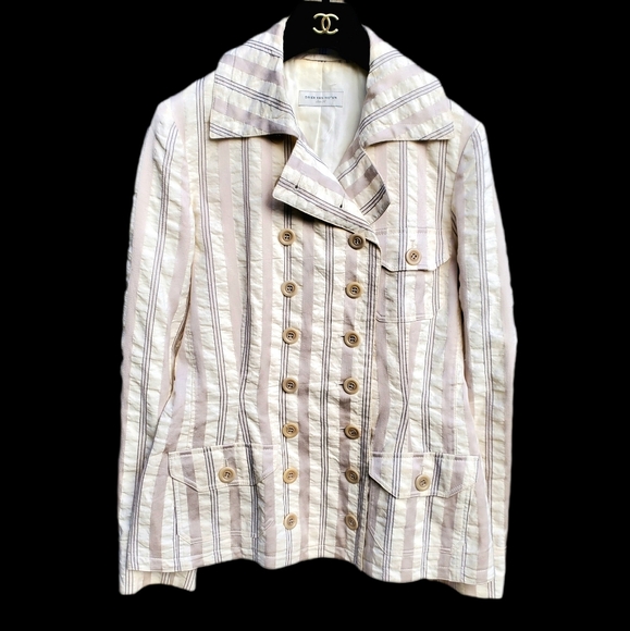 Dries Van Noten Seersucker to Cotton Linen Jacket Ladies Sz 36 US 4 - Picture 2 of 8